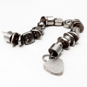 Vintage Mid-Century Modern Sterling Geometric Slide Bead Toggle Clasp Bracelet